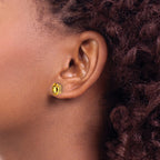 14k 8x6mm Oval Checker-cut Citrine Post Earrings