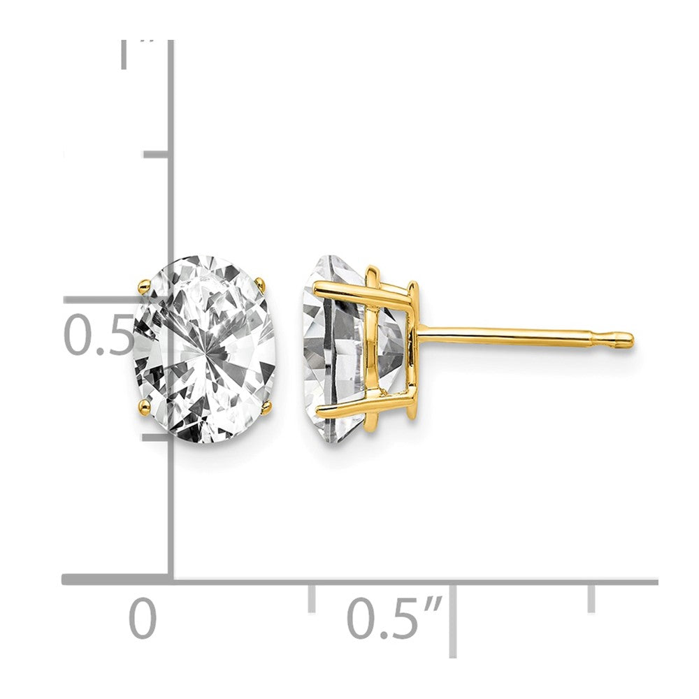 14k 8x6mm Oval Cubic Zirconia Post Earrings