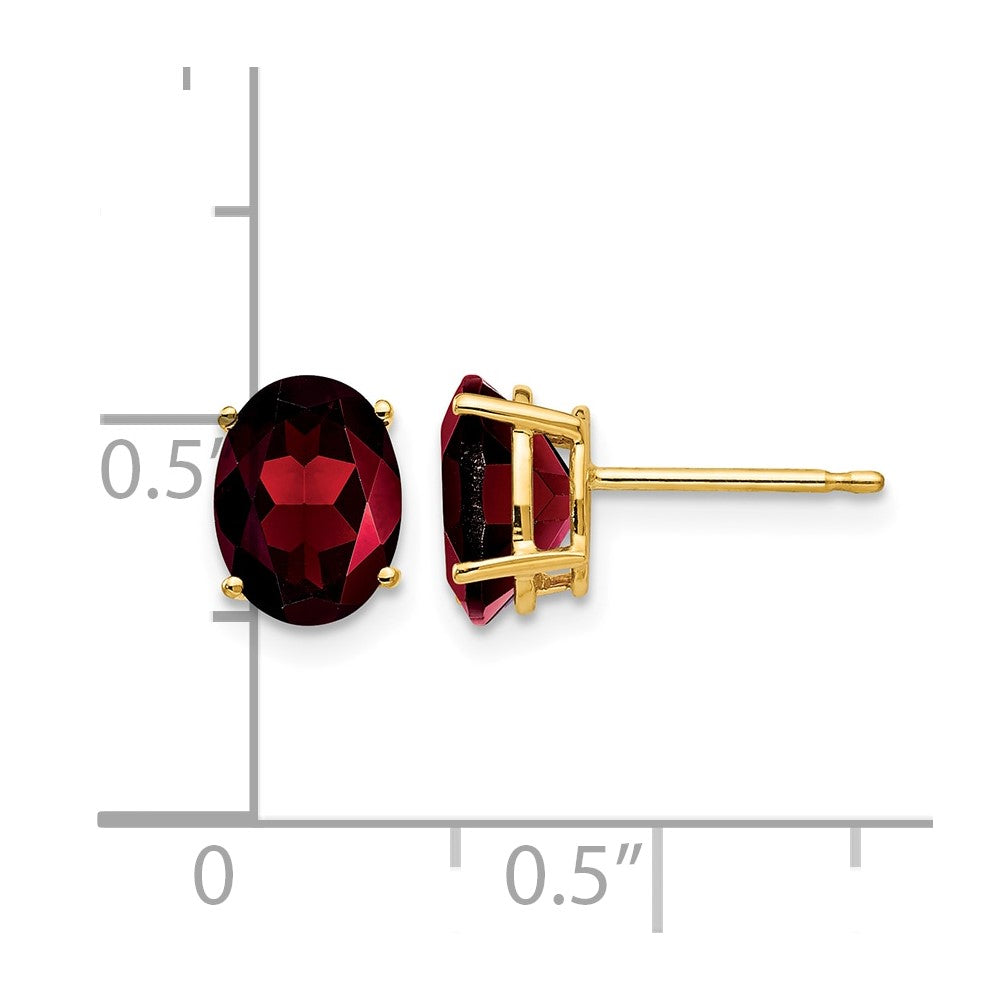 14k 8x6mm Oval Garnet Post Earrings