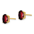 14k 8x6mm Oval Checker-cut Garnet Post Earrings
