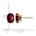 14k 8x6mm Oval Checker-cut Garnet Post Earrings