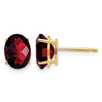 14k 8x6mm Oval Checker-cut Garnet Post Earrings