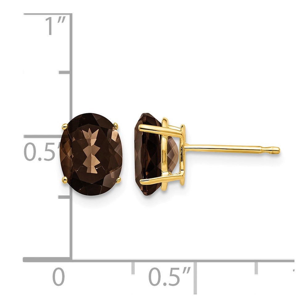 14k 8x6mm Oval Smoky Quartz Post Earrings