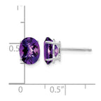 14k White Gold 8x6mm Oval Amethyst Checker Earrings