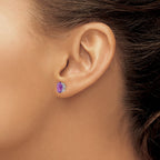 14k White Gold 8x6mm Oval Amethyst Post Earrings