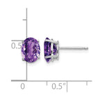 14k White Gold 8x6mm Oval Amethyst Post Earrings