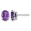 14k White Gold 8x6mm Oval Amethyst Post Earrings