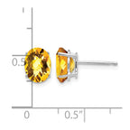 14k White Gold 8x6mm Oval Checker-cut Citrine Post Earrings