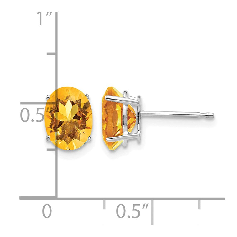 14k White Gold 8x6mm Oval Citrine Post Earrings