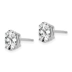 14k White Gold 8x6mm Oval Cubic Zirconia Post Earrings