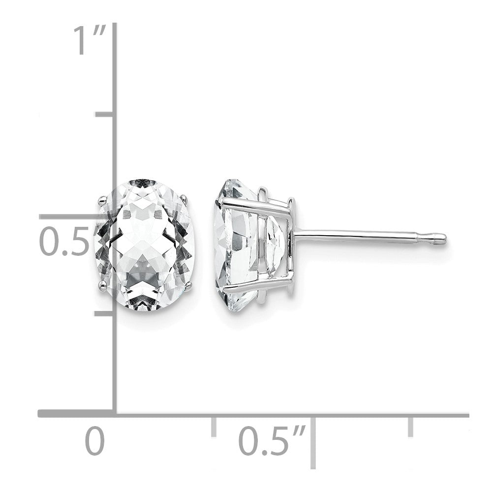 14k White Gold 8x6mm Oval Cubic Zirconia Post Earrings