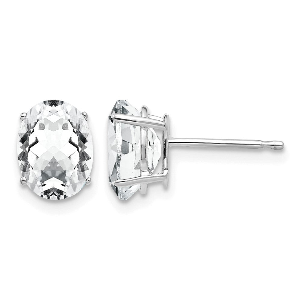 14k White Gold 8x6mm Oval Cubic Zirconia Post Earrings