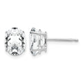 14k White Gold 8x6mm Oval Cubic Zirconia Post Earrings