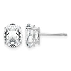 14k White Gold 8x6mm Oval Cubic Zirconia Post Earrings