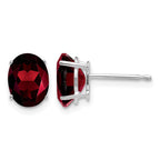 14k White Gold 8x6mm Oval Garnet Post Earrings