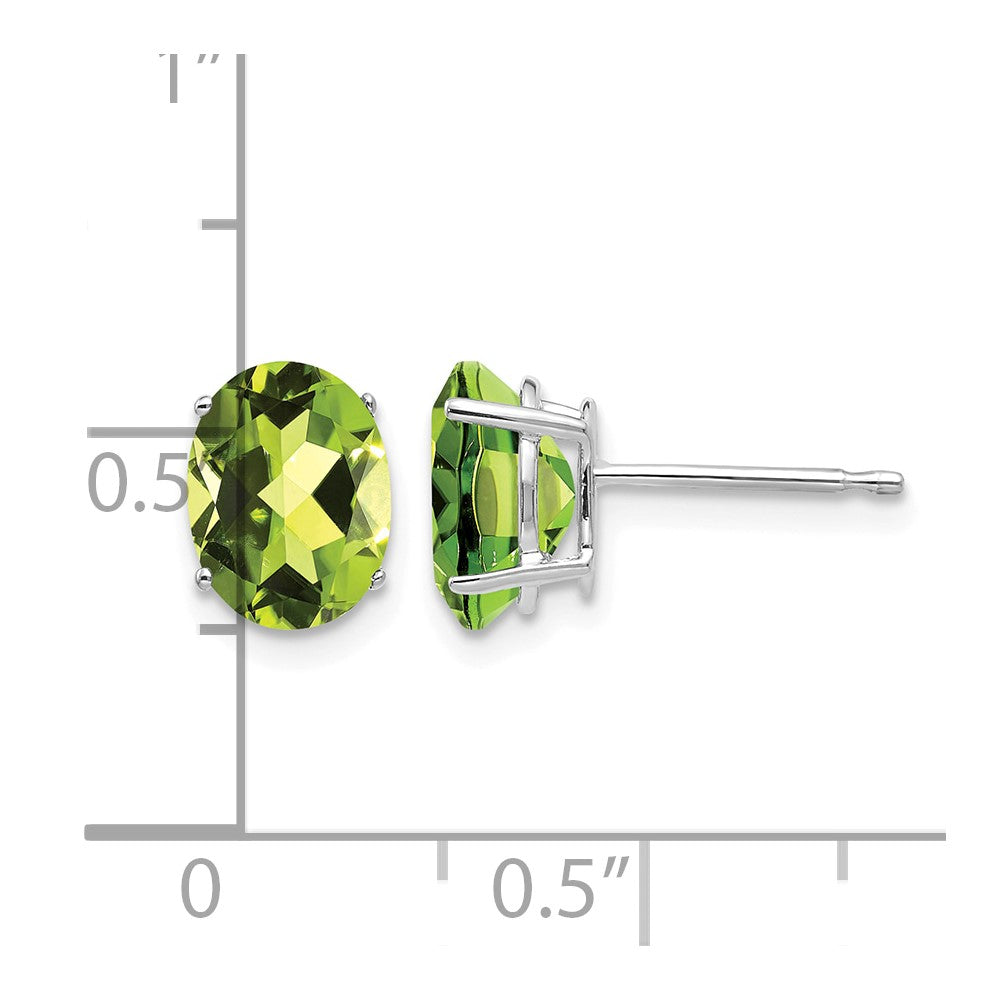 14k White Gold 8x6mm Oval Peridot Post Earrings