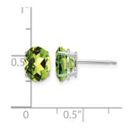 14k White Gold 8x6mm Oval Peridot Post Earrings