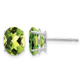 14k White Gold 8x6mm Oval Peridot Post Earrings