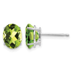 14k White Gold 8x6mm Oval Peridot Post Earrings
