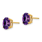 14k 9x7mm Oval Checker-cut Amethyst Post Earrings