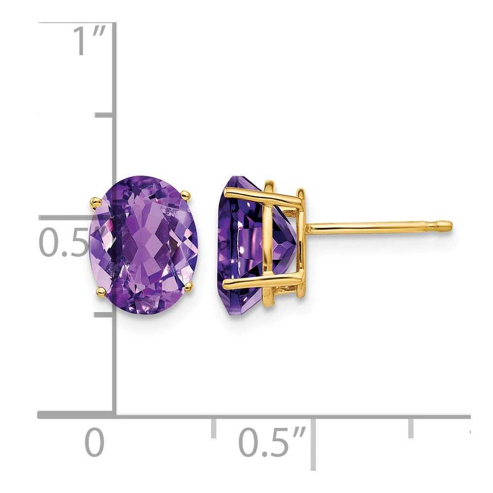 14k 9x7mm Oval Amethyst Post Earrings