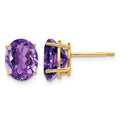14k 9x7mm Oval Amethyst Post Earrings