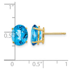 14k 9x7mm Oval Checker-cut Blue Topaz Post Earrings