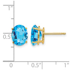 14k 9x7mm Oval Blue Topaz Post Earrings