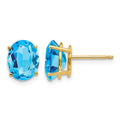 14k 9x7mm Oval Blue Topaz Post Earrings