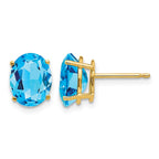 14k 9x7mm Oval Blue Topaz Post Earrings