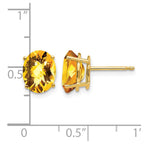 14k 9x7mm Oval Checker-cut Citrine Post Earrings