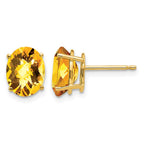 14k 9x7mm Oval Checker-cut Citrine Post Earrings