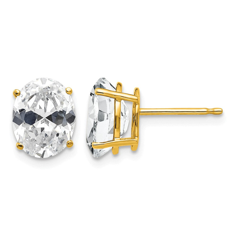 14k 9x7mm Oval Cubic Zirconia Post Earrings