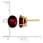 14k 9x7mm Oval Garnet Post Earrings