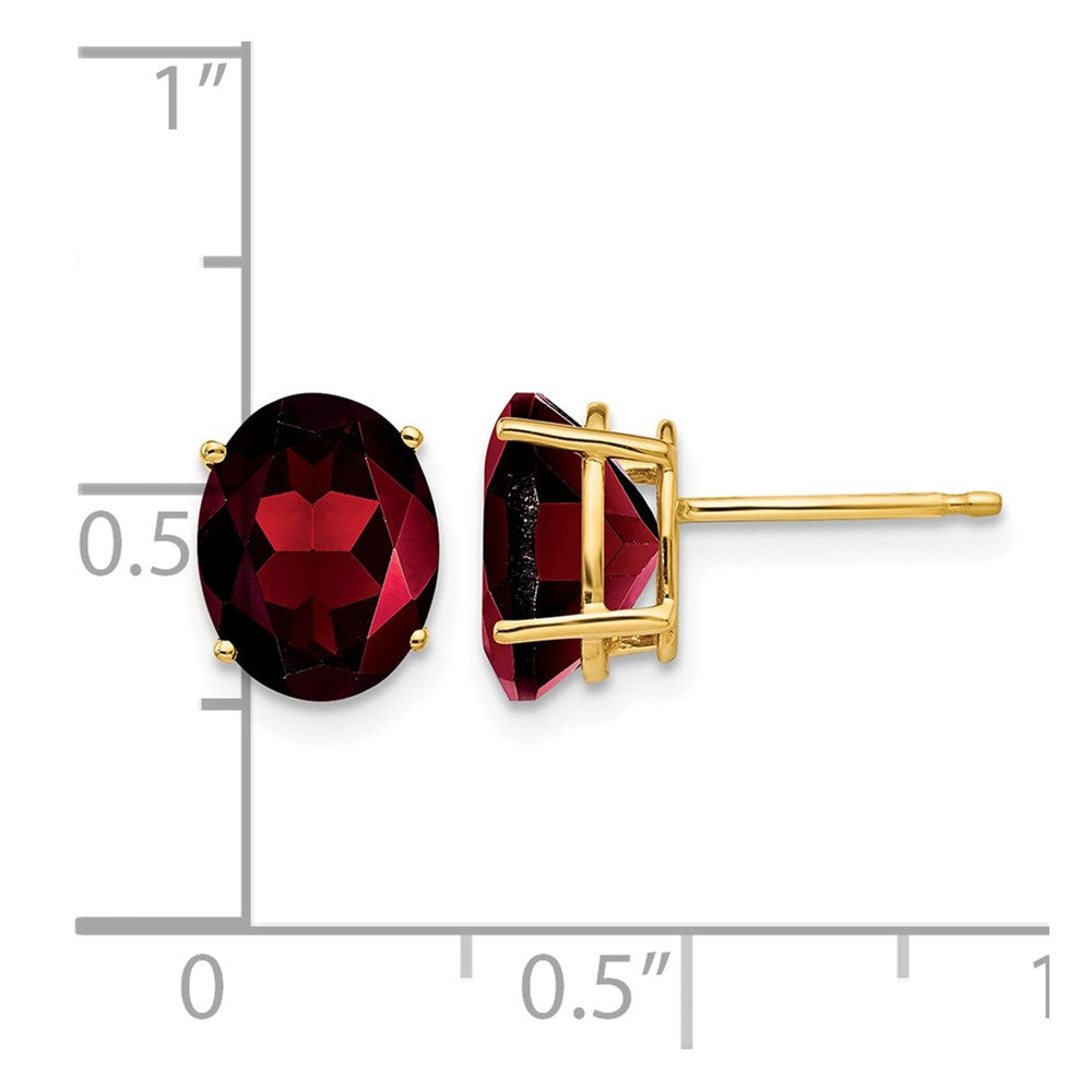 14k 9x7mm Oval Garnet Post Earrings