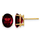 14k 9x7mm Oval Garnet Post Earrings