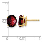 14k 9x7mm Oval Checker-cut Garnet Post Earrings