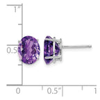 14k White Gold 9x7mm Oval Amethyst Post Earrings