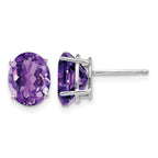 14k White Gold 9x7mm Oval Amethyst Post Earrings