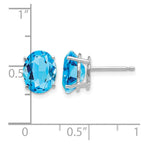 14k White Gold 9x7mm Oval Blue Topaz Post Earrings