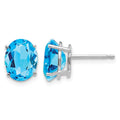 14k White Gold 9x7mm Oval Blue Topaz Post Earrings