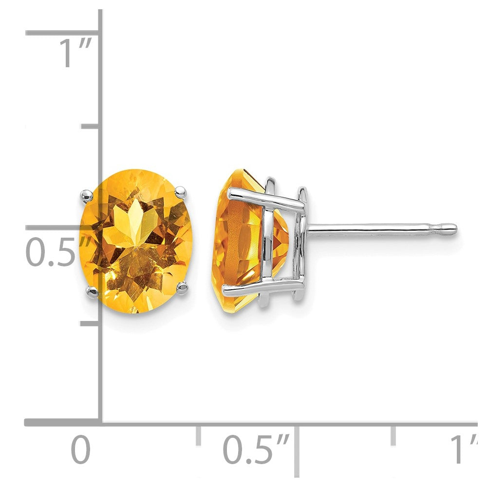 14k White Gold 9x7mm Oval Citrine Post Earrings