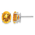 14k White Gold 9x7mm Oval Citrine Post Earrings