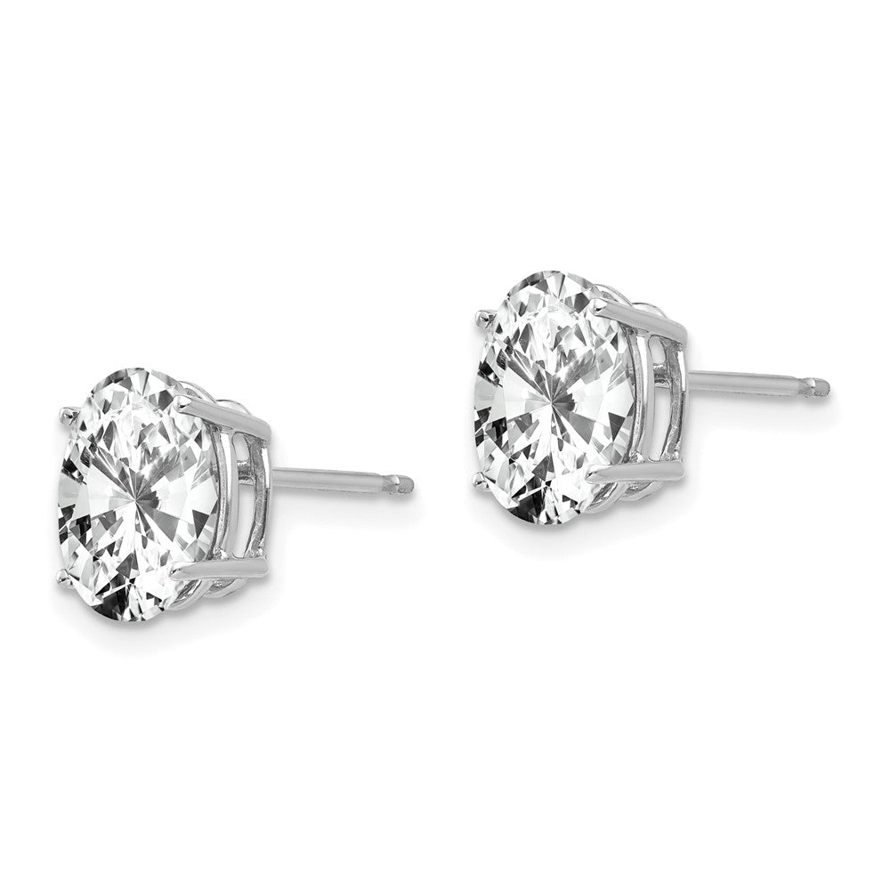 14k White Gold 9x7mm Oval Cubic Zirconia Stud Earrings