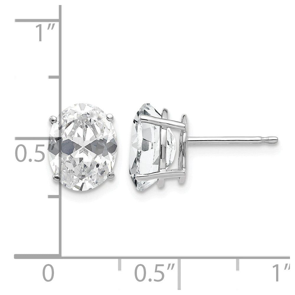 14k White Gold 9x7mm Oval Cubic Zirconia Stud Earrings