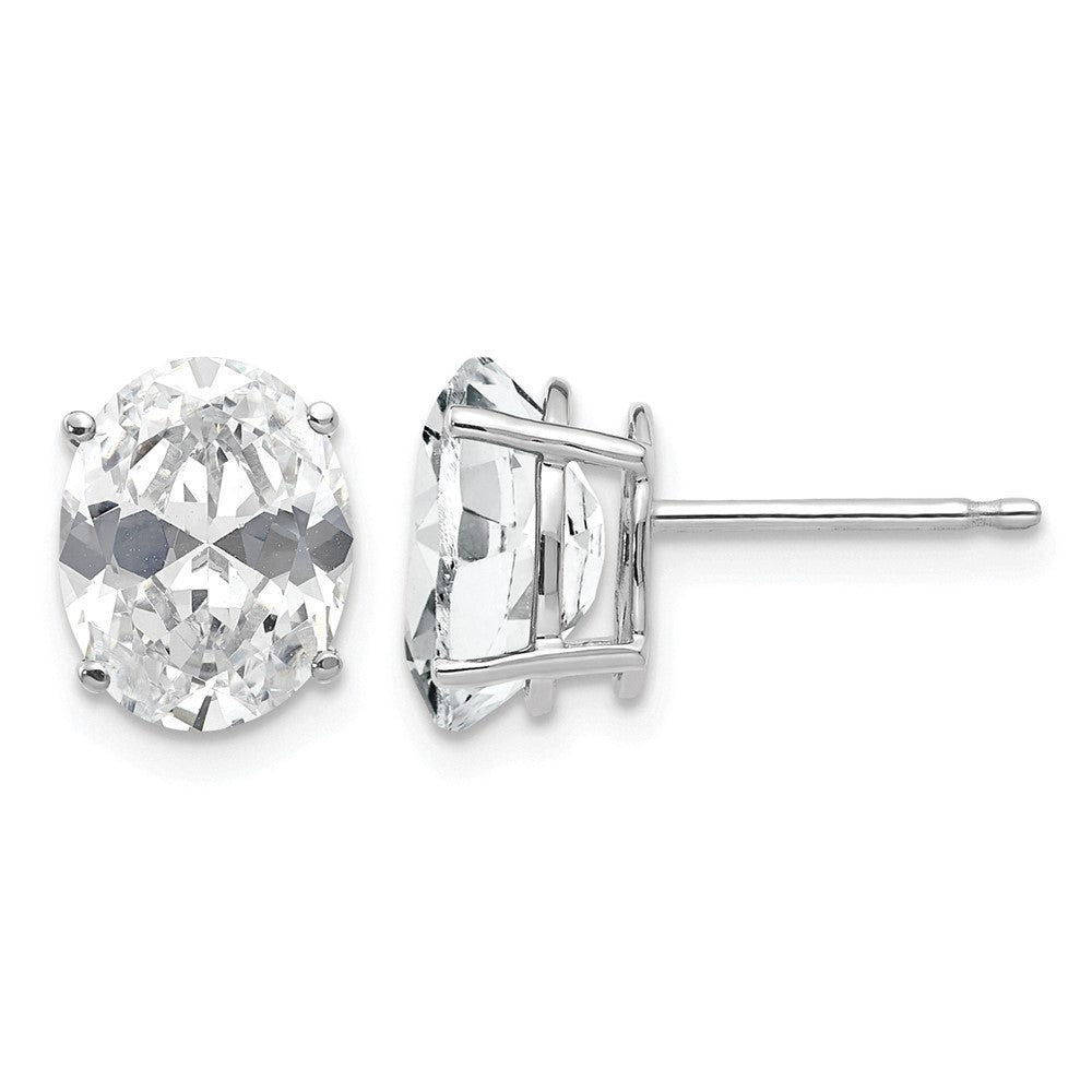 14k White Gold 9x7mm Oval Cubic Zirconia Stud Earrings