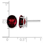 14k White Gold 9x7mm Oval Garnet Post Earrings