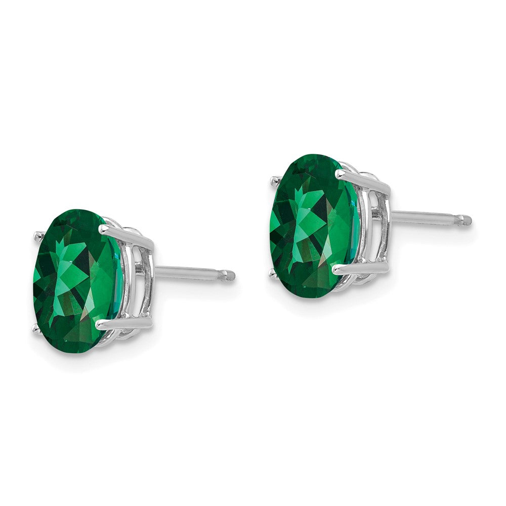 14k White Gold 9x7mm Oval Mount St. Helens Stud Earrings