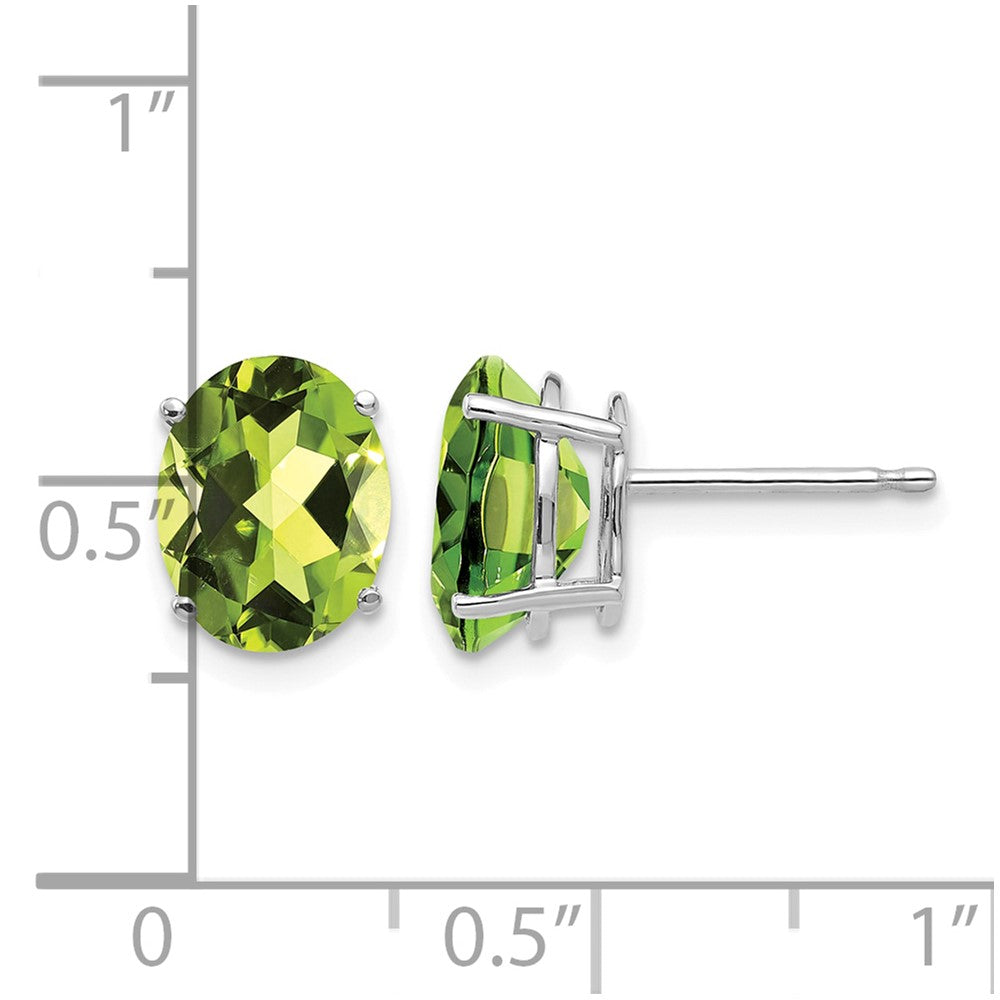 14k White Gold 9x7mm Oval Peridot Post Earrings