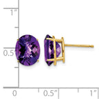 14k 10x8mm Oval Amethyst Checker Earrings